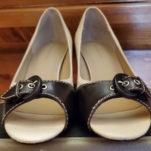 Worthington Polly Chocolate/Taupe Peep-Toe Heels